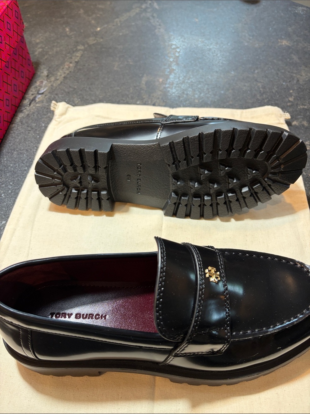 Tory Burch Black Leather Penny Loafers - Picture 6 of 6